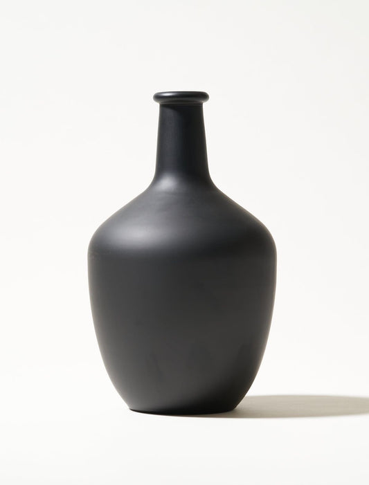 Matte Black Bottle Glass vase